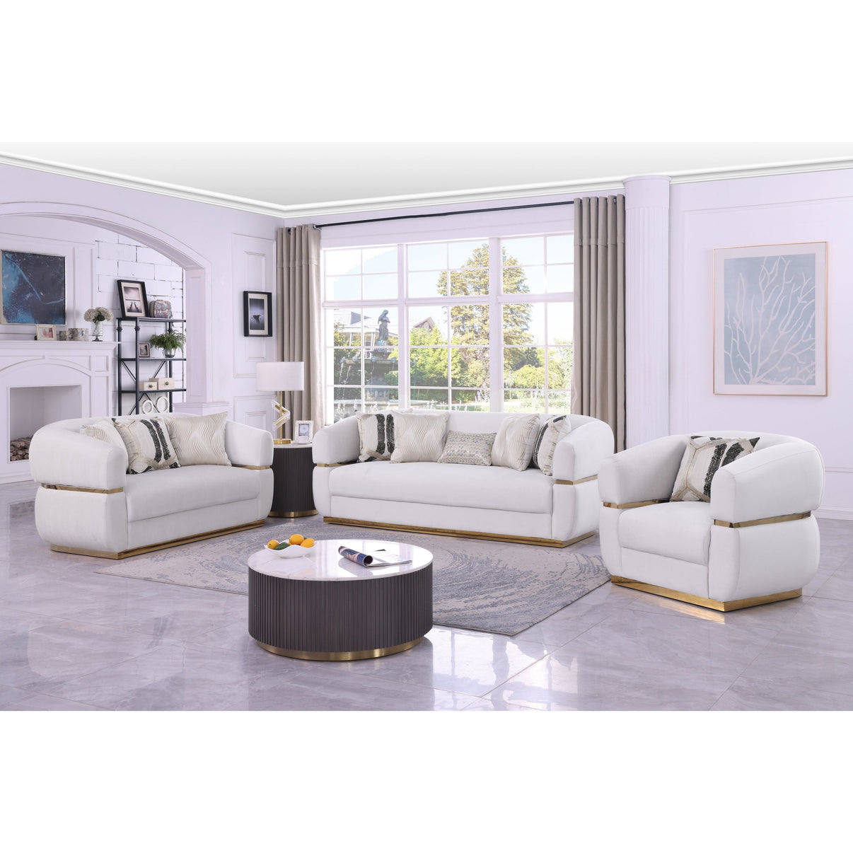 Carmela Cream Living Room Set by New Era Innovations at Eve Furniture