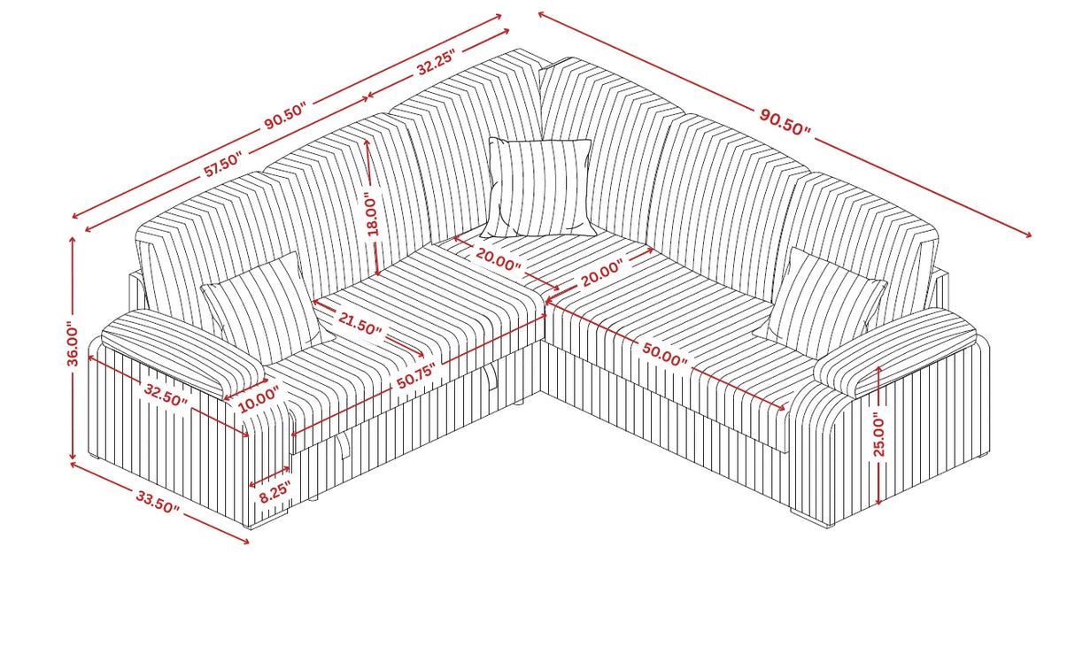 Neeha Grey 3-Piece Sectional by New Era Innovations at Eve Furniture