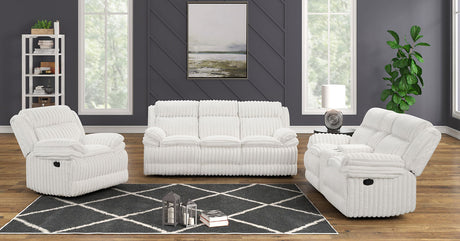 Mellow White 3-Piece Reclining Living Room Set by New Era Innovations at Eve Furniture