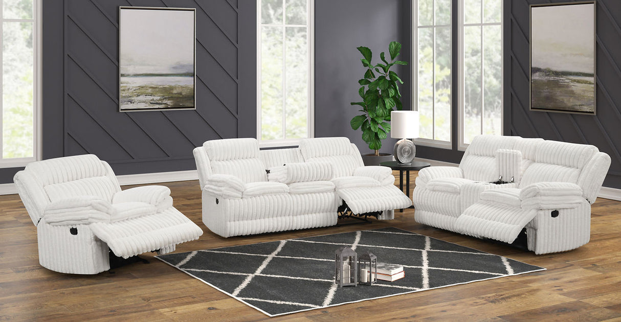 Mellow White 3-Piece Reclining Living Room Set by New Era Innovations at Eve Furniture