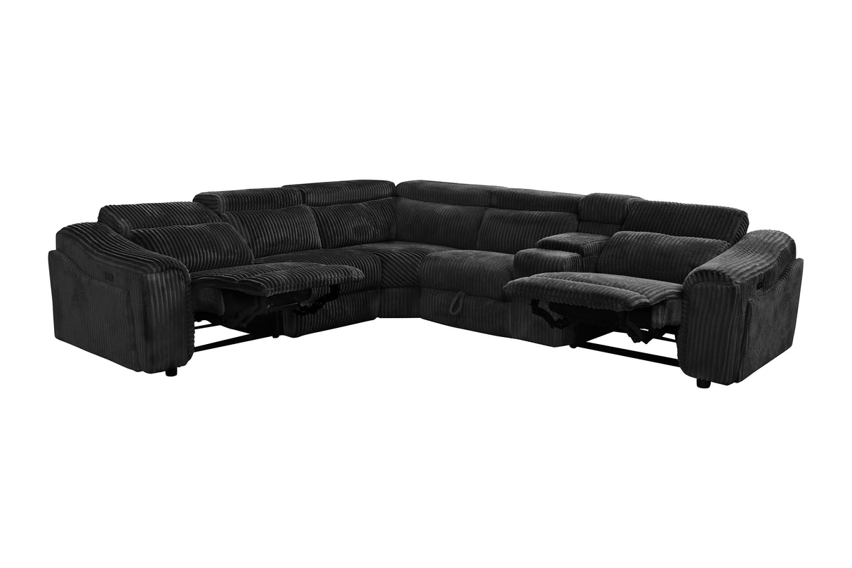Yash Black 6-Piece Power Reclining Sectional