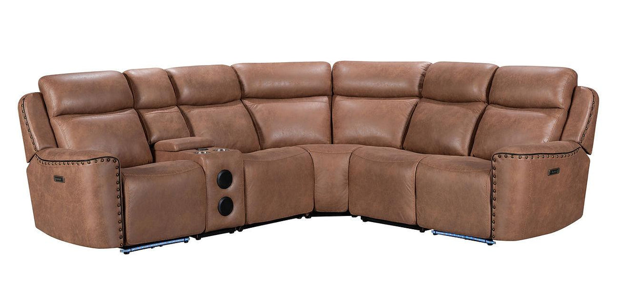 Romi Brown Power Reclining Sectional by New Era Innovations at Eve Furniture