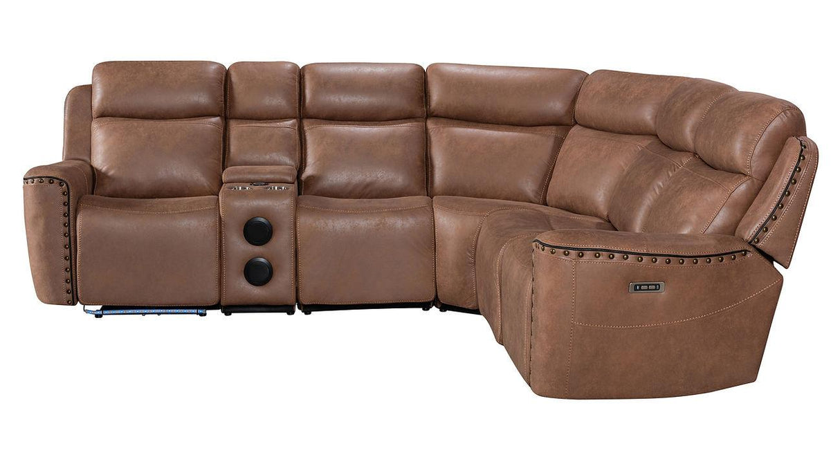 Romi Brown Power Reclining Sectional by New Era Innovations at Eve Furniture