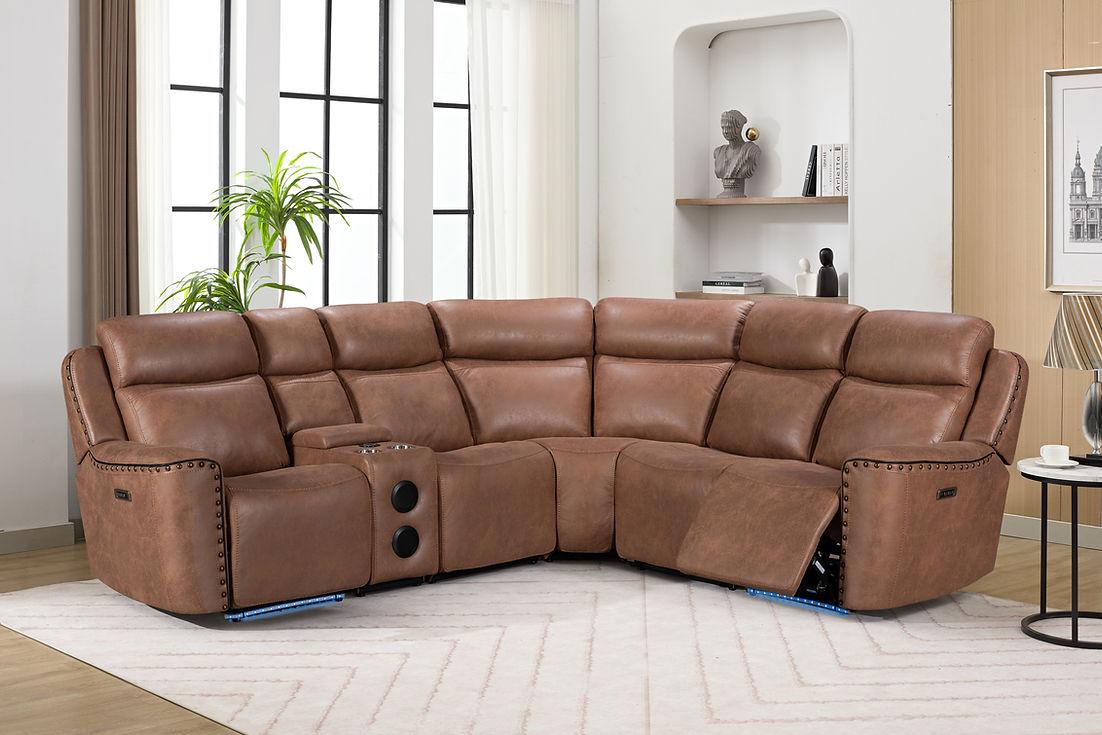 Romi Brown Power Reclining Sectional by New Era Innovations at Eve Furniture