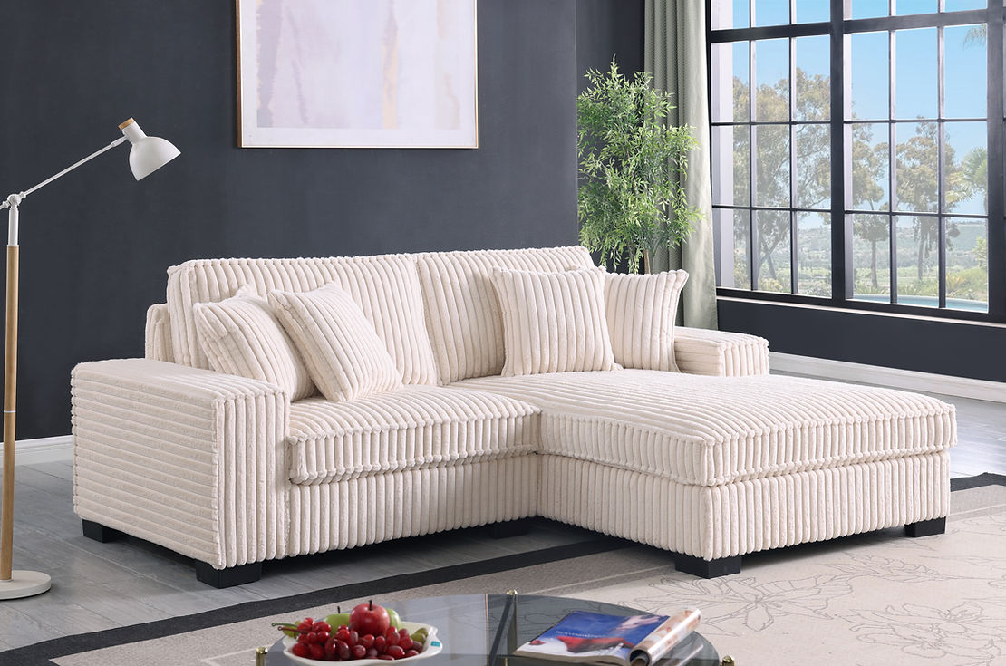 Comfy II Cream 2-Piece Right Arm Facing (RAF) Sectional by New Era Innovations at Eve Furniture