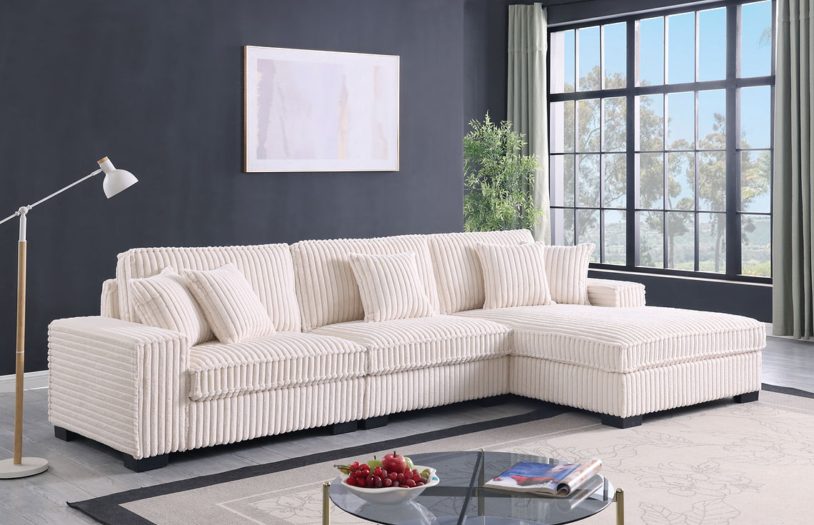 Comfy II Cream 3-Piece Right Arm Facing (RAF) Sectional by New Era Innovations at Eve Furniture