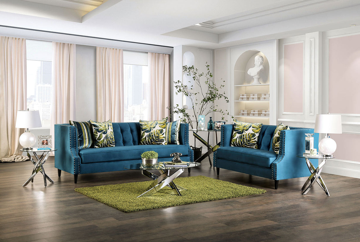 Azuletti Dark Teal/Apple Green Loveseat