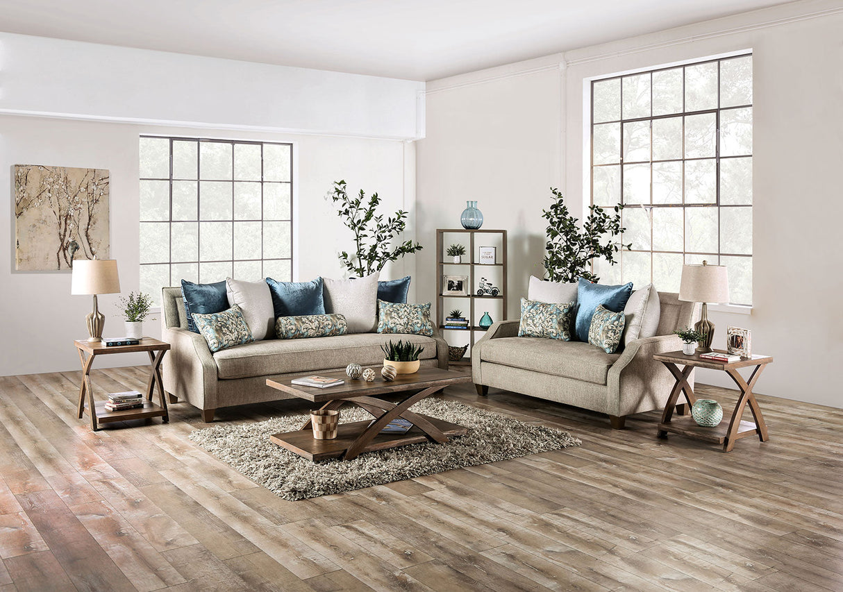 Catarina Beige/Teal Loveseat