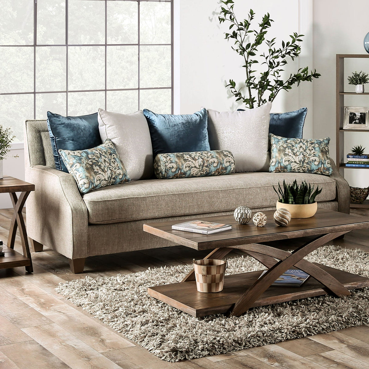 Catarina Beige/Teal Sofa