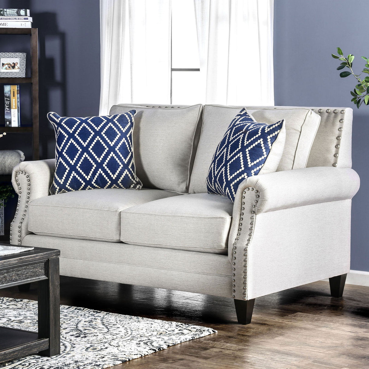 Giovanni Beige/Blue Loveseat