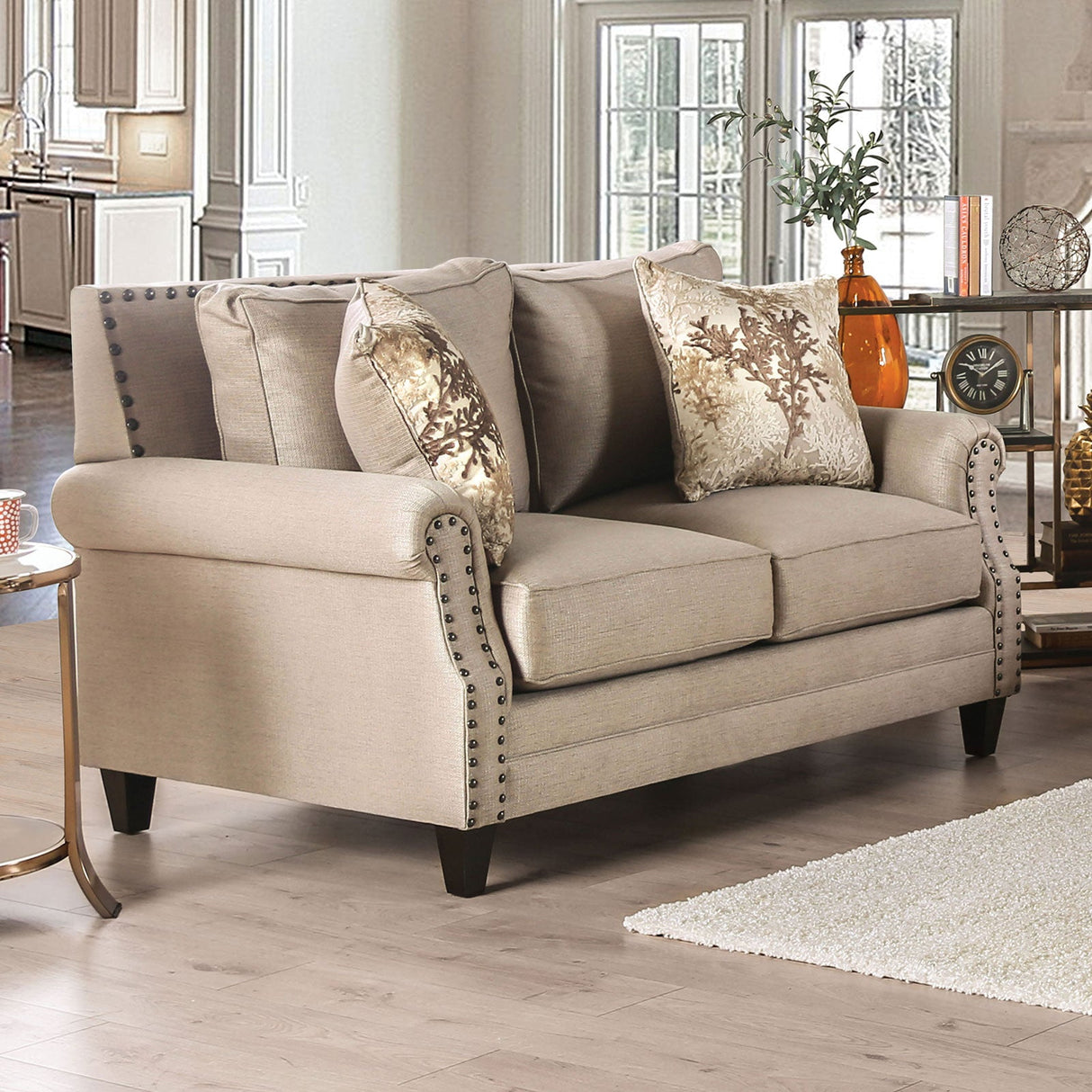 Briana Beige/Gold Loveseat