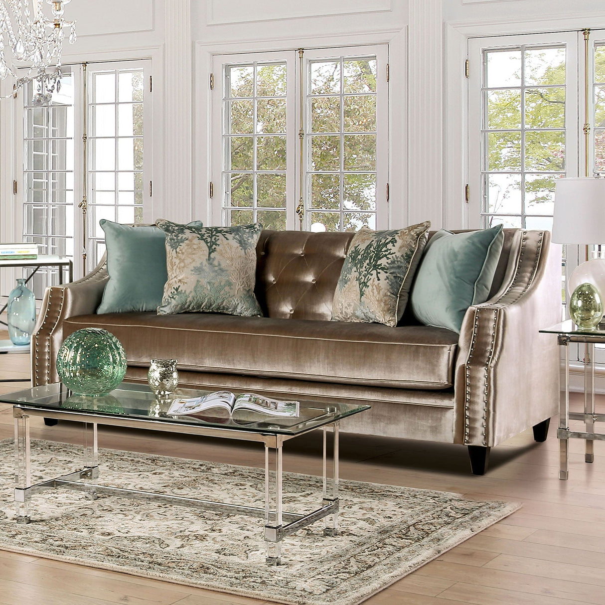 Elicia Champagne/Turquoise Sofa