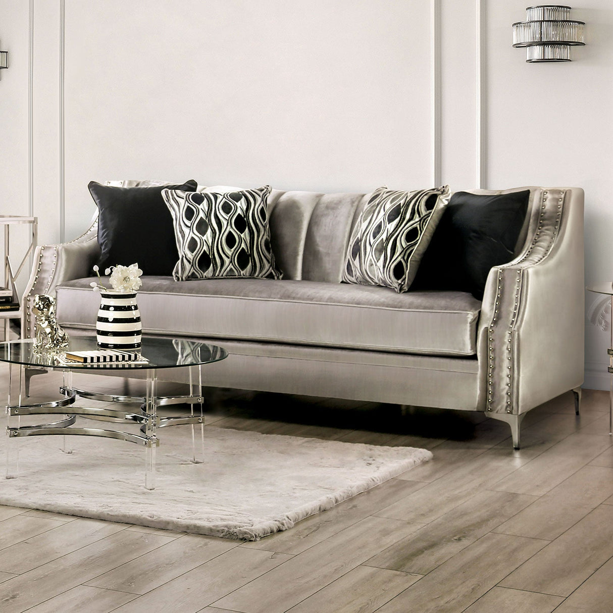 Elicia Silver/Black Sofa