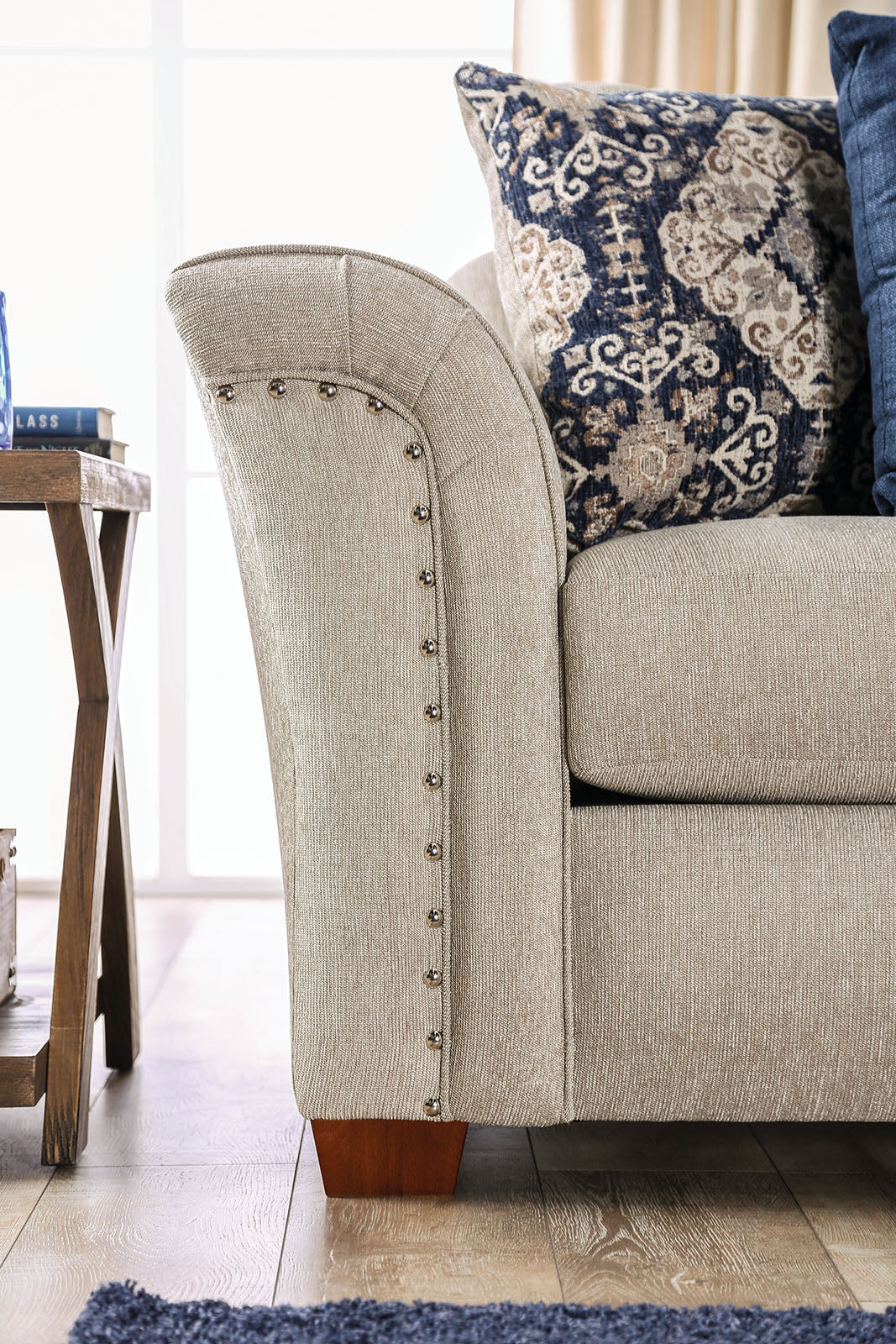 Belsize Beige/Navy Loveseat