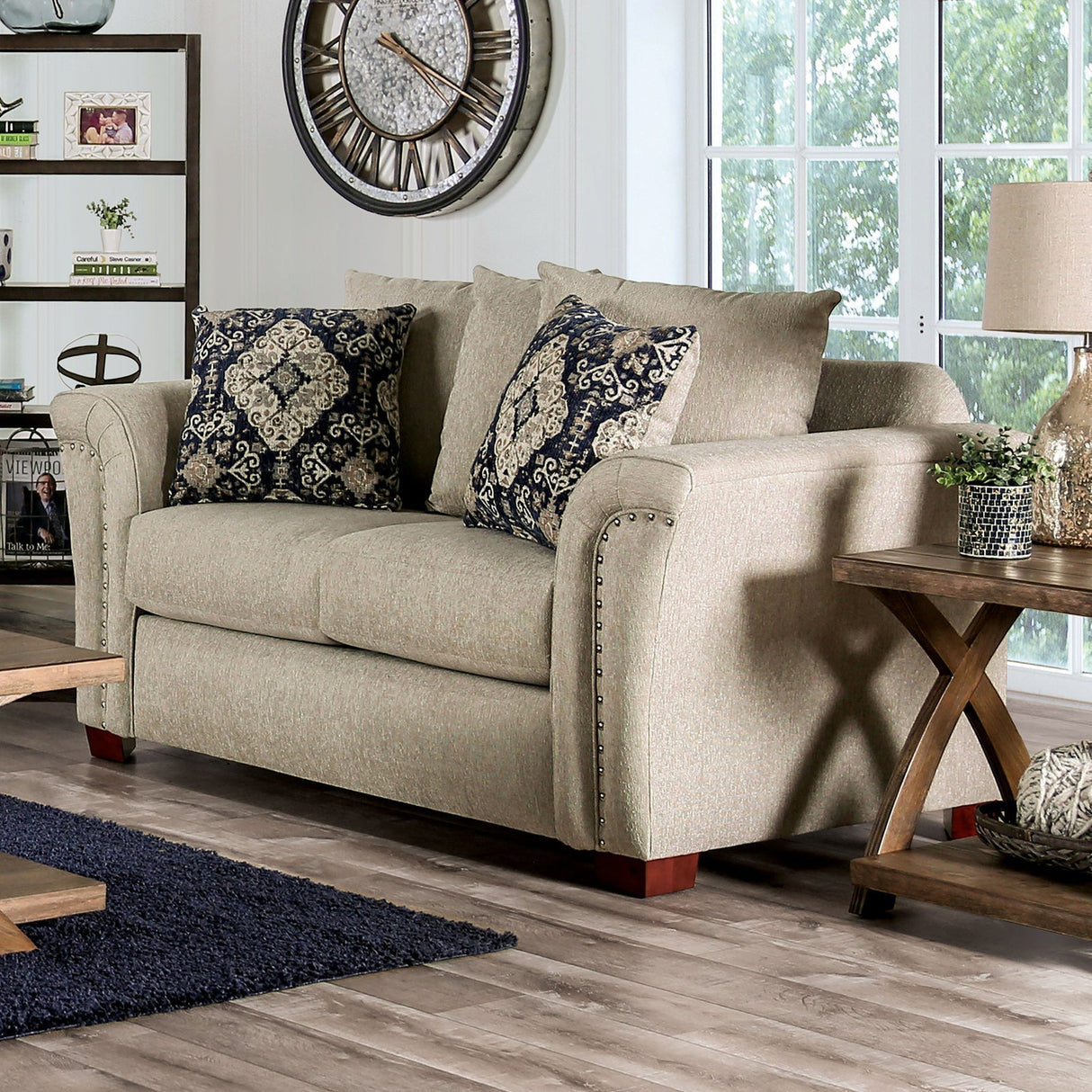 Belsize Beige/Navy Loveseat