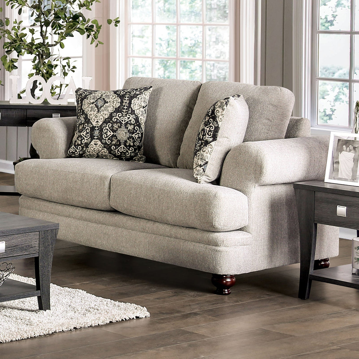 Miramar Beige/Charcoal Loveseat