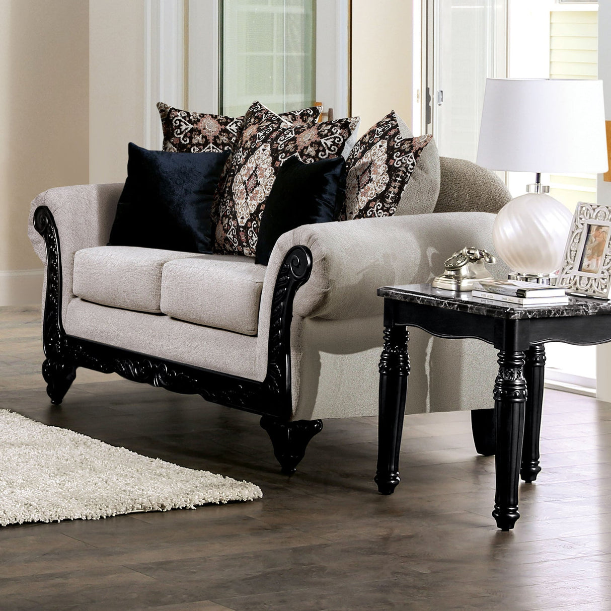 Molfetta Light Brown/Black Loveseat