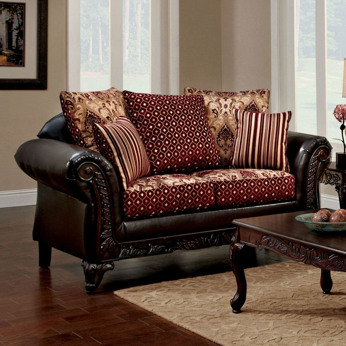 Ellis Burgundy/Brown/Dark Cherry Loveseat