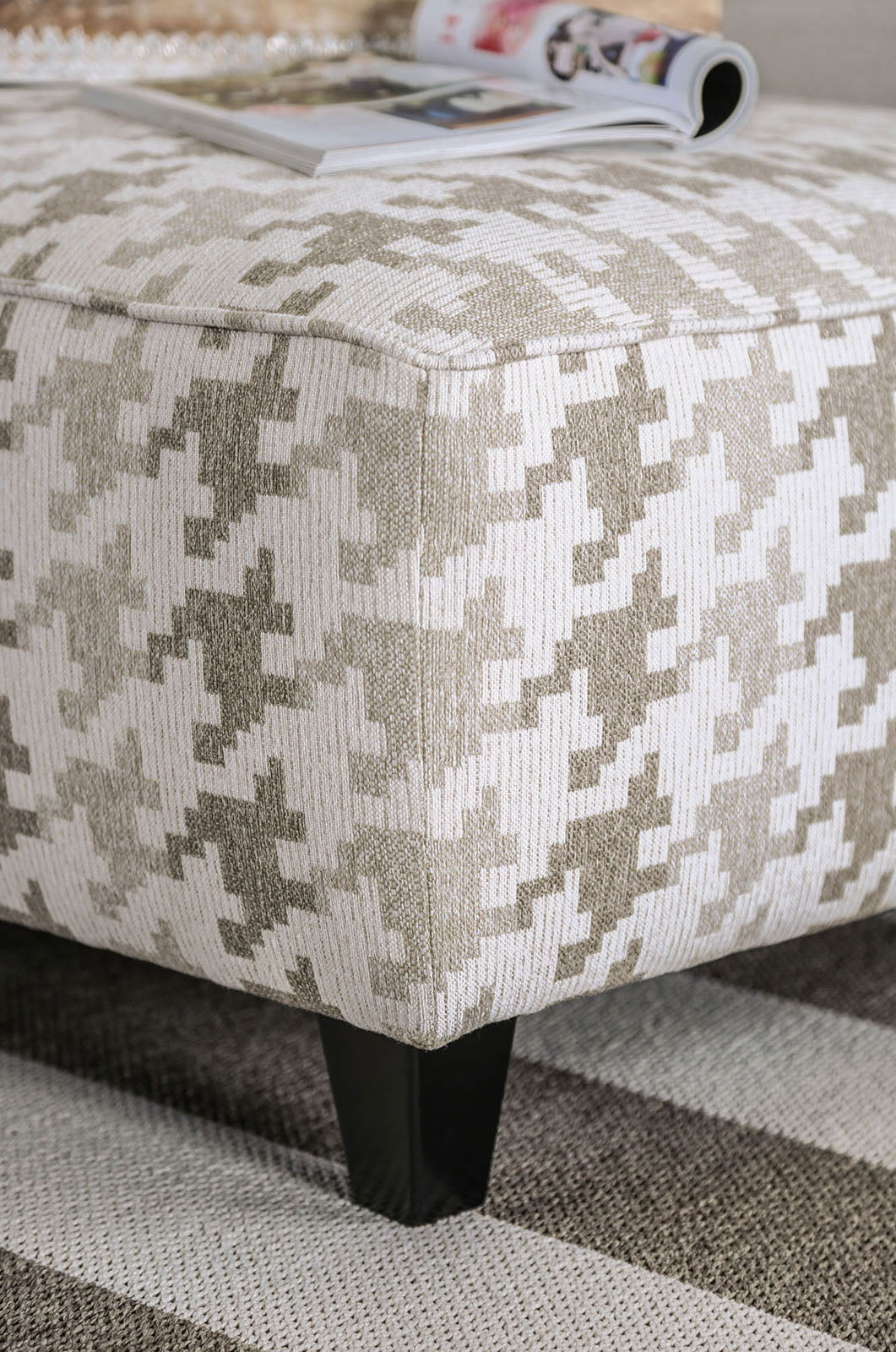 Christine Light Gray/Pattern Ottoman