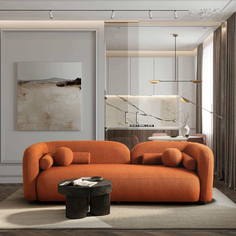 Donna Burnt Orange Japandi Style Boucle Sofa by Ashcroft Imports at Eve Furniture