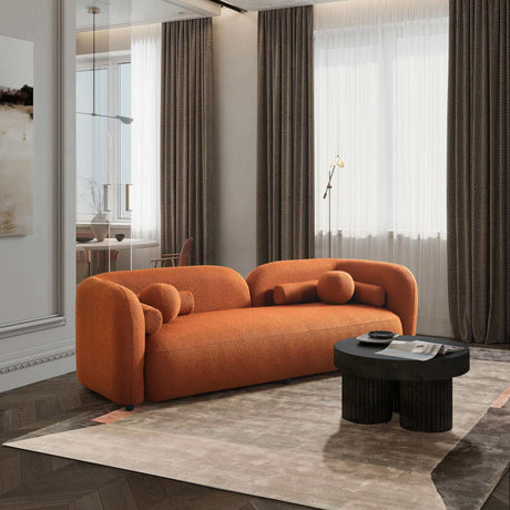 Donna Burnt Orange Japandi Style Boucle Sofa by Ashcroft Imports at Eve Furniture