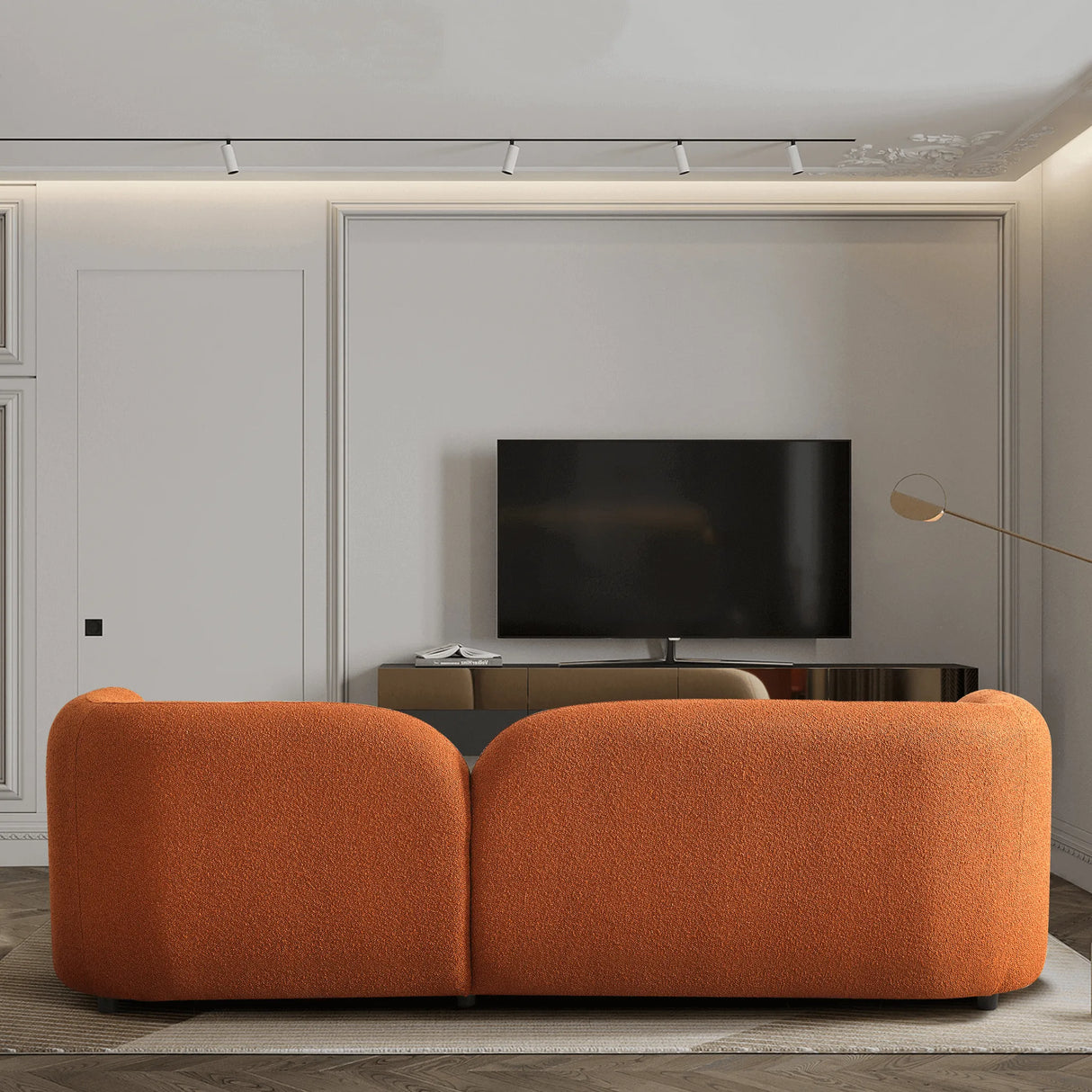 Donna Burnt Orange Japandi Style Boucle Sofa by Ashcroft Furniture at Eve Furniture