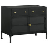 Sadler Black 2-Drawer Accent Cabinet with Glass Doors by Coaster at Eve Furniture
