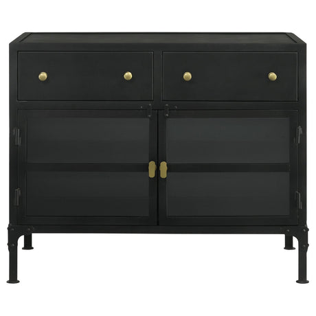 Sadler Black 2-Drawer Accent Cabinet with Glass Doors by Coaster at Eve Furniture