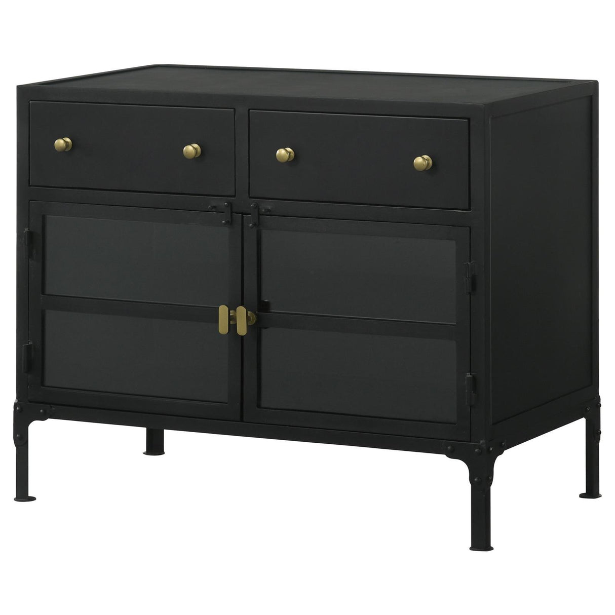 Sadler Black 2-Drawer Accent Cabinet with Glass Doors by Coaster at Eve Furniture