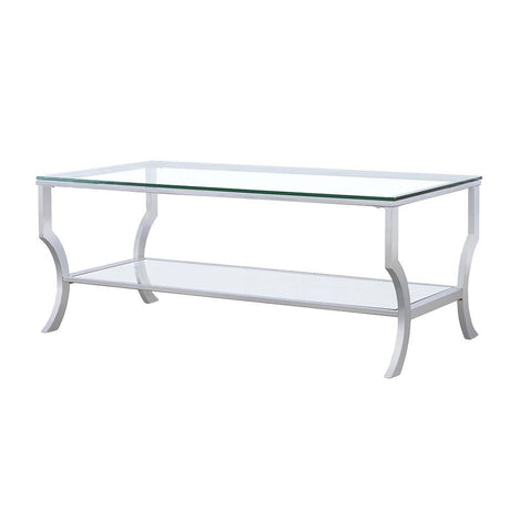 Saide Chrome Rectangular Coffee Table with Mirrored Shelf by Coaster at Eve Furniture