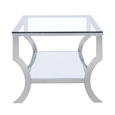 Saide Chrome Rectangular Coffee Table with Mirrored Shelf by Coaster at Eve Furniture