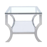 Saide Chrome Rectangular Coffee Table with Mirrored Shelf by Coaster at Eve Furniture