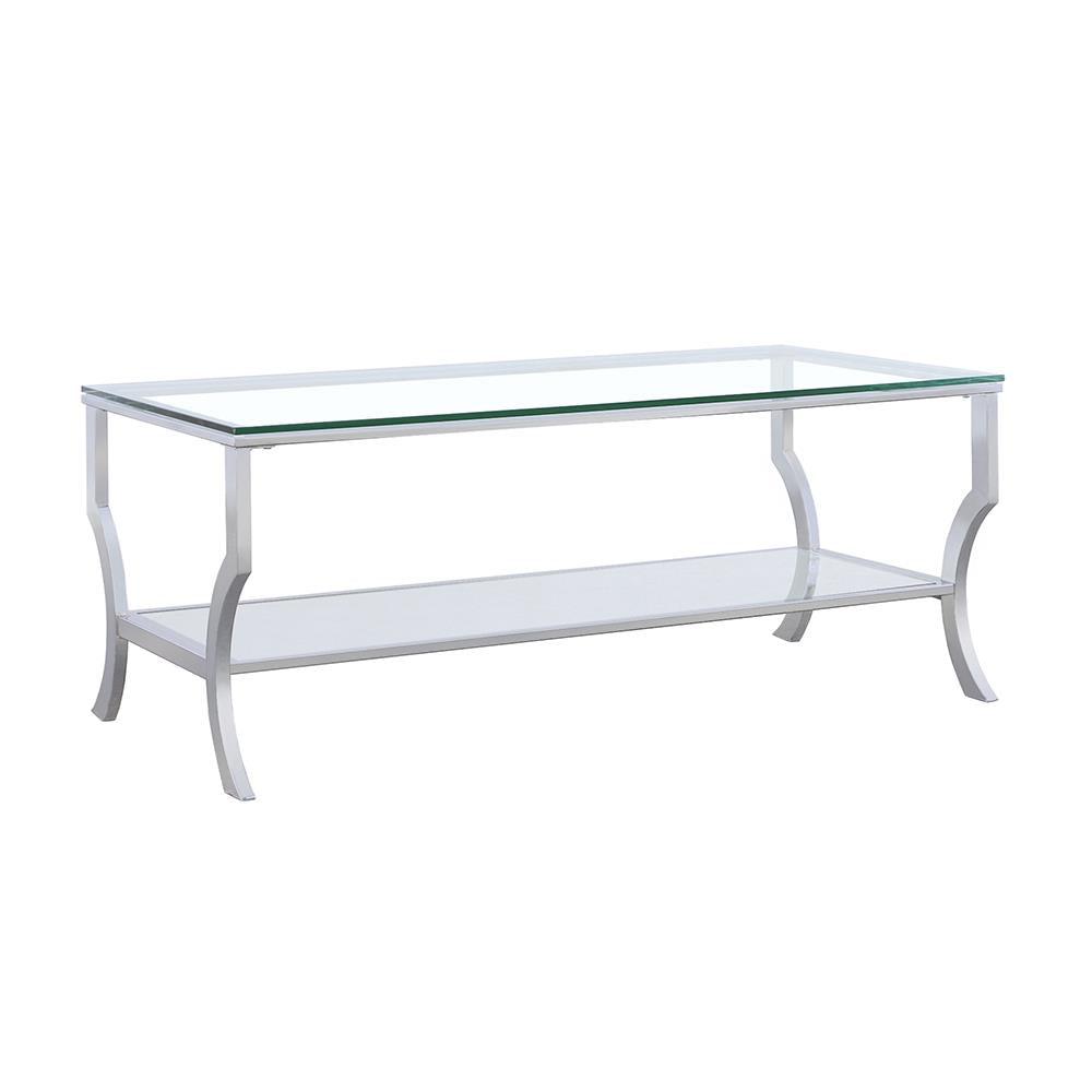 Saide Chrome Rectangular Coffee Table with Mirrored Shelf by Coaster at Eve Furniture