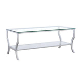 Saide Chrome Rectangular Coffee Table with Mirrored Shelf by Coaster at Eve Furniture