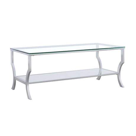 Saide Chrome Rectangular Coffee Table with Mirrored Shelf by Coaster at Eve Furniture