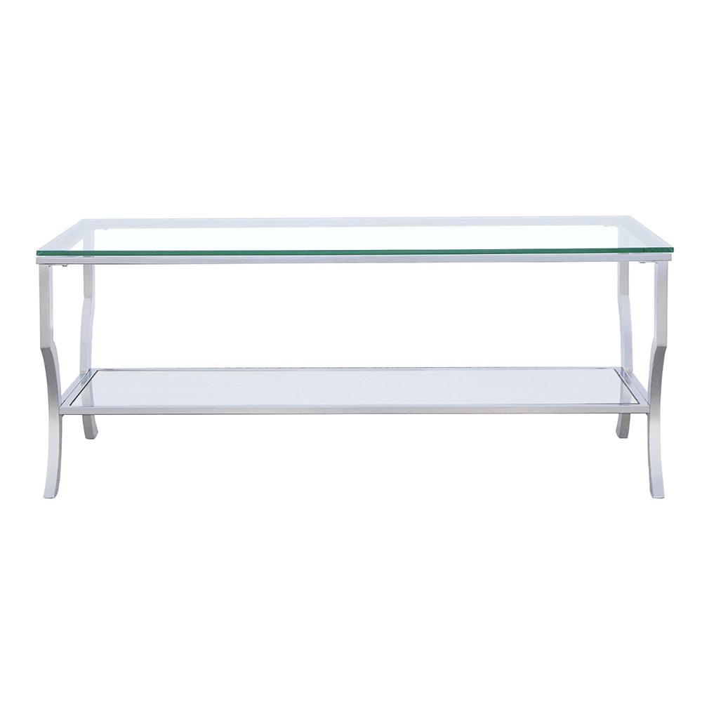 Saide Chrome Rectangular Coffee Table with Mirrored Shelf by Coaster at Eve Furniture