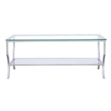 Saide Chrome Rectangular Coffee Table with Mirrored Shelf by Coaster at Eve Furniture