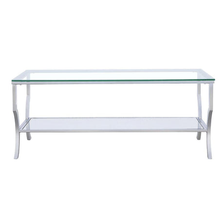 Saide Chrome Rectangular Coffee Table with Mirrored Shelf by Coaster at Eve Furniture