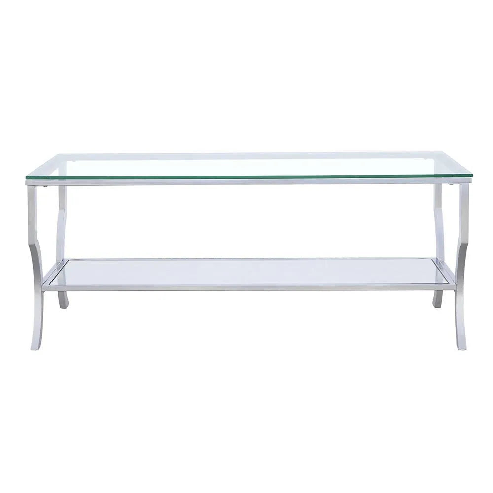 Saide Chrome Rectangular Coffee Table with Mirrored Shelf by Coaster at Eve Furniture