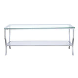 Saide Chrome Rectangular Coffee Table with Mirrored Shelf by Coaster at Eve Furniture