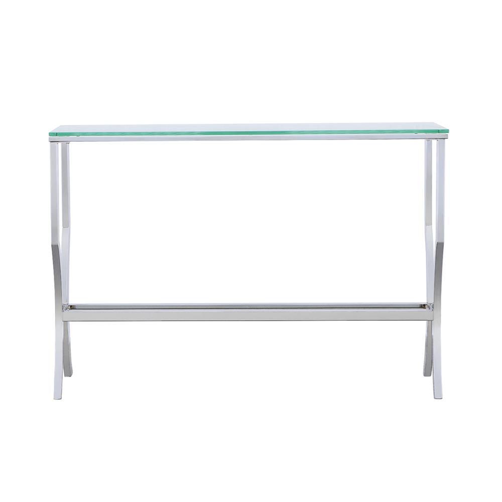 Saide Chrome Rectangular Sofa Table with Mirrored Shelf by Coaster at Eve Furniture