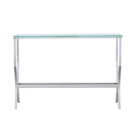 Saide Chrome Rectangular Sofa Table with Mirrored Shelf by Coaster at Eve Furniture