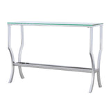 Saide Chrome Rectangular Sofa Table with Mirrored Shelf by Coaster at Eve Furniture
