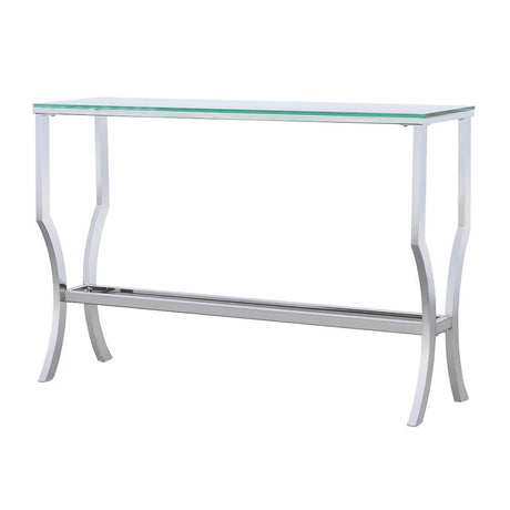 Saide Chrome Rectangular Sofa Table with Mirrored Shelf by Coaster at Eve Furniture