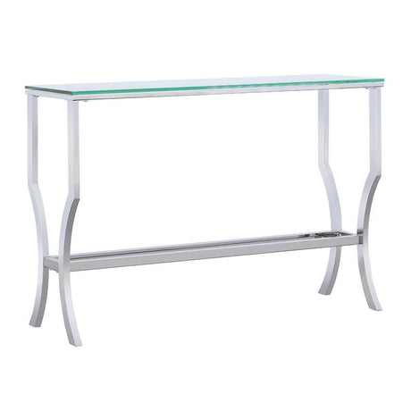 Saide Chrome Rectangular Sofa Table with Mirrored Shelf by Coaster at Eve Furniture