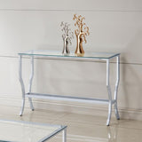Saide Chrome Rectangular Sofa Table with Mirrored Shelf by Coaster at Eve Furniture
