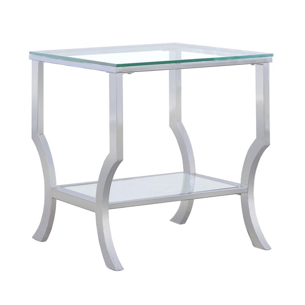 Saide Chrome Square End Table with Mirrored Shelf by Coaster at Eve Furniture