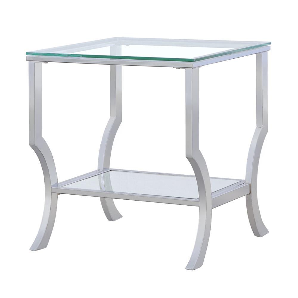 Saide Chrome Square End Table with Mirrored Shelf by Coaster at Eve Furniture