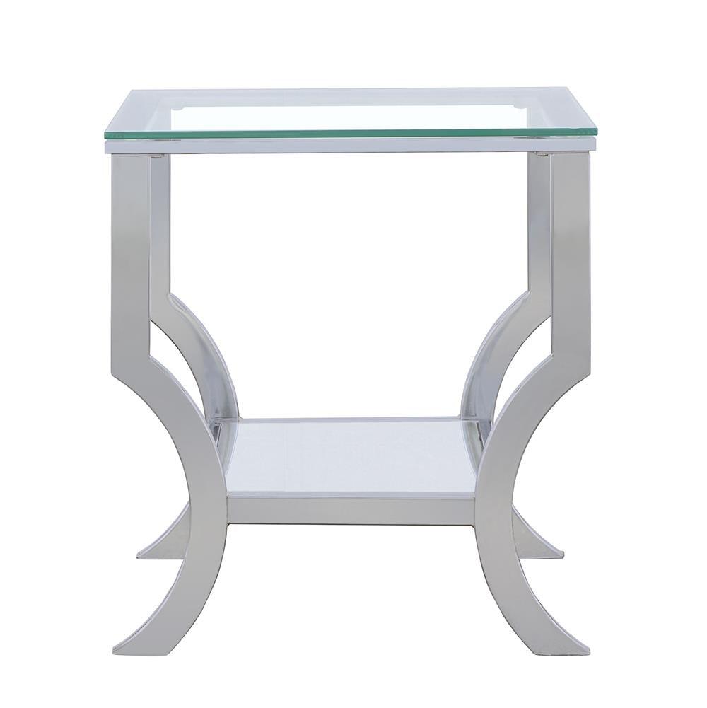 Saide Chrome Square End Table with Mirrored Shelf by Coaster at Eve Furniture