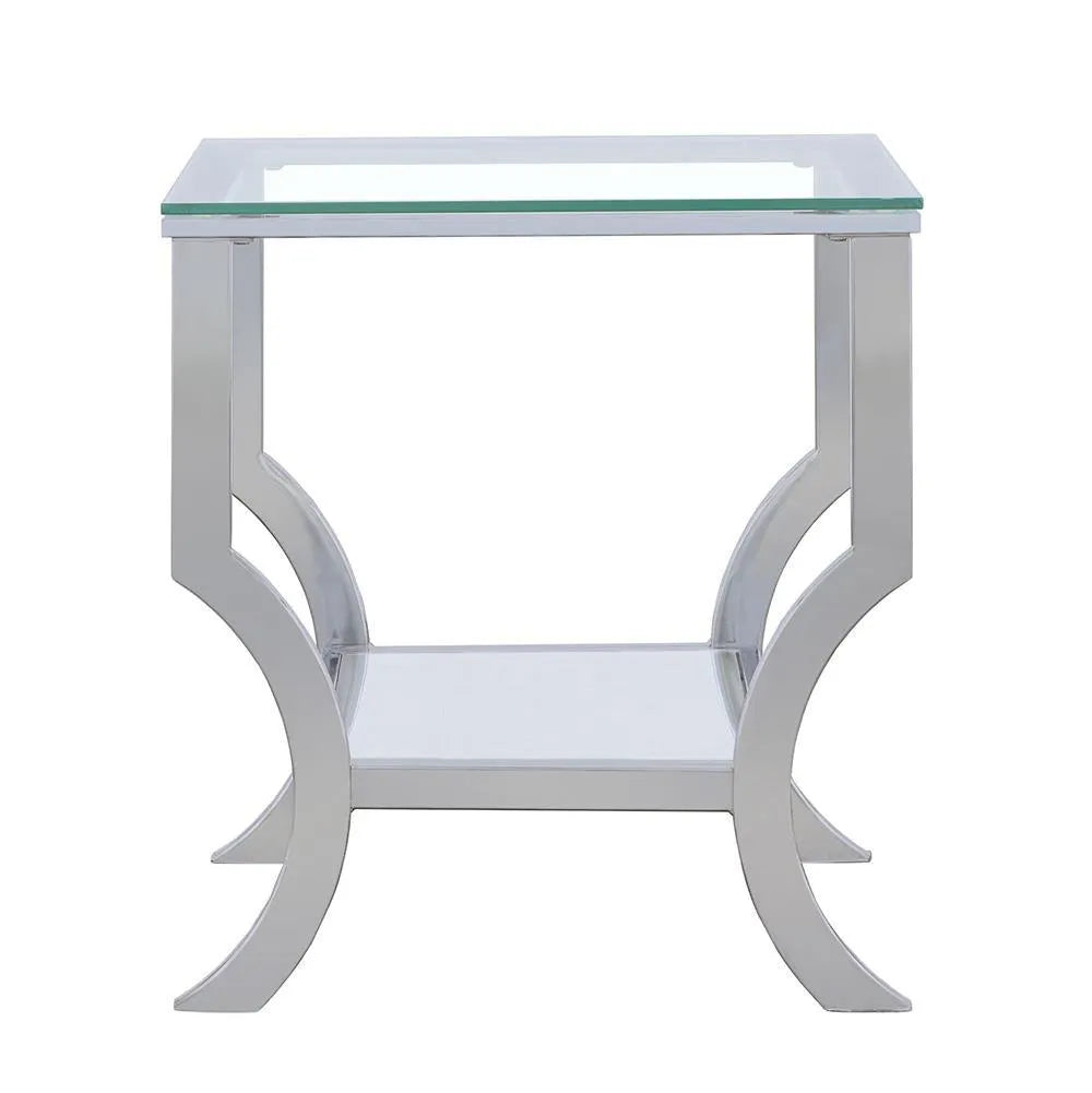 Saide Chrome Square End Table with Mirrored Shelf by Coaster at Eve Furniture